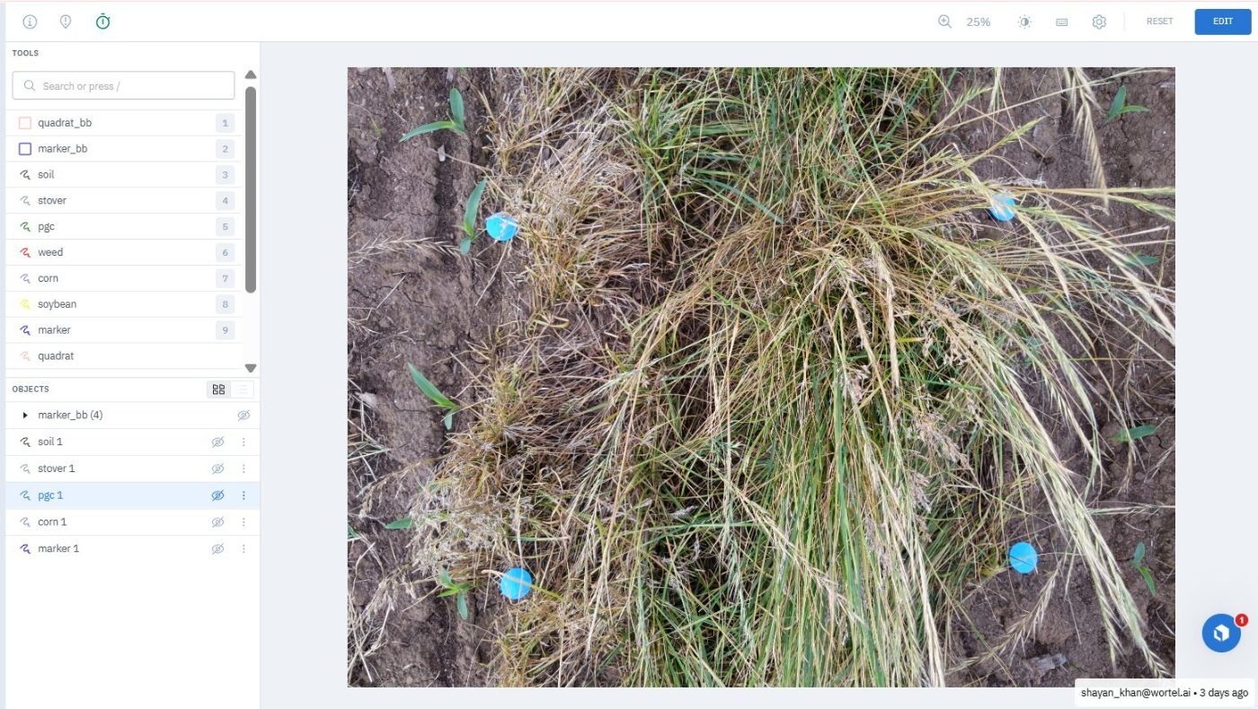 Green cover segmented against residue and bare soil — source